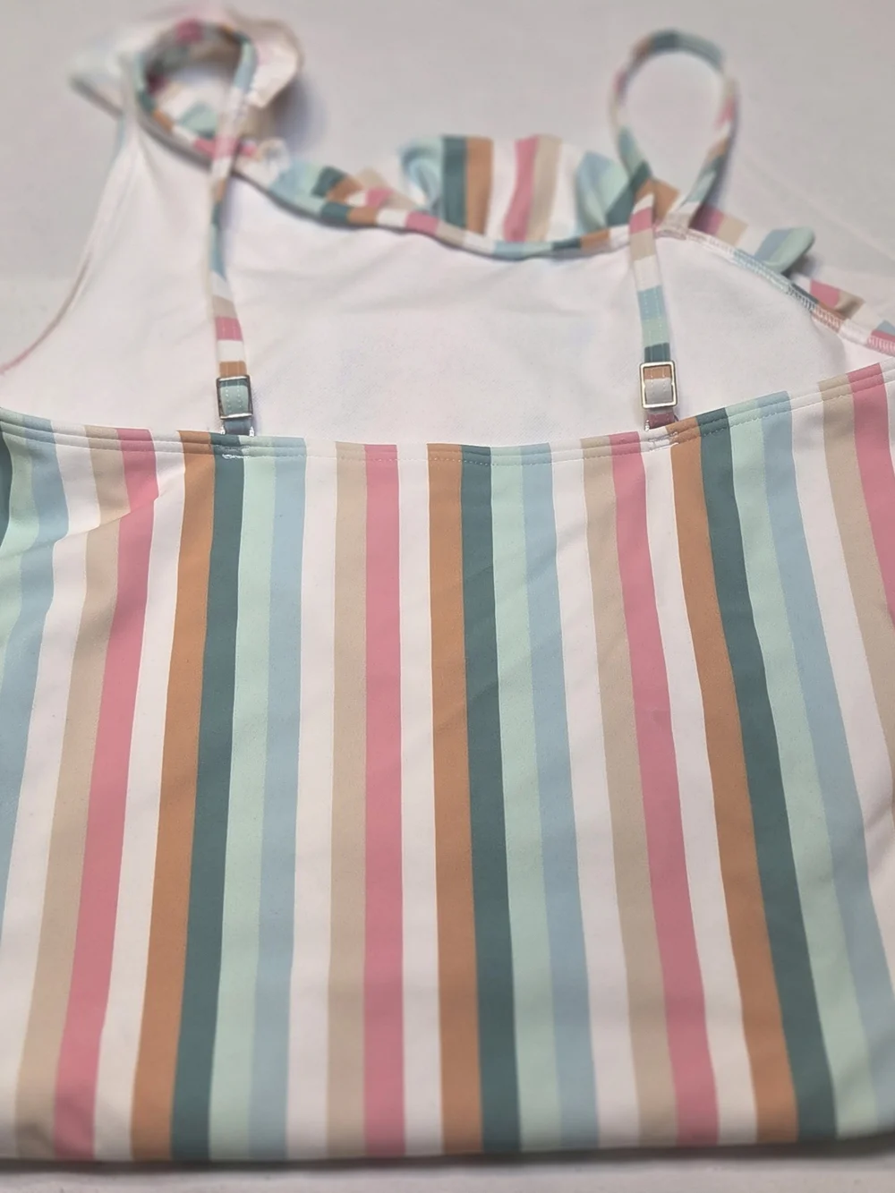 abercrombie kids Pastel Multicolor Striped One-Shoulder Swimsuit Size 15/16